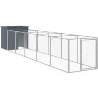 vidaXL Hundehütte mit Auslauf Anthrazit 110x609x110cm Verzinkter Stahl