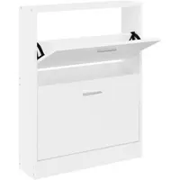 Helloshop26 - Schuhschrank Schuhaufbewahrung Möbel für Eingangsbereich/Flur/Wohnzimmer 59 x 17 x 81 cm weißes Holzwerkstoff 02_0021473