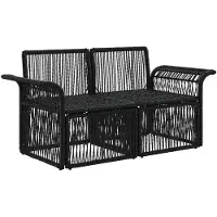 vidaXL Garten-Sofa 2-Sitzanzahl Schwarz Poly-Rattan