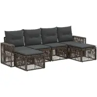 vidaXL Gartensofa-set 6 stk. Grau und Dunkelgrau Poly-Rattan