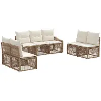 vidaXL Gartensofa-set 7 pcs Beige Poly-Rattan