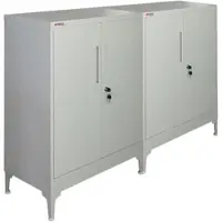 Proregal MegaDeal 2x Flügeltürenschrank ELEPHANT Mit Beinen & 2 Türen Abschließbar HxBxT 90x80x40cm 2 Ebenen Stahl Pulverbeschichtet Lichtgrau