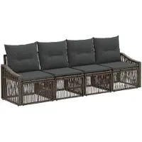 vidaXL Gartensofa-set 4 stk. Grau Poly-Rattan