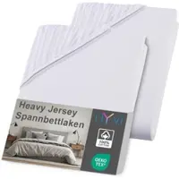 NYVI Spannbettlaken DreamScience Heavy Jersey - Spannbetttuch, Formstabil, 160g/m2, Rundum-Gummizug, Bügelfrei Farbe:weiß;Größe:180 - 200x220 + 40 cm Boxspringbett (2er Pack)