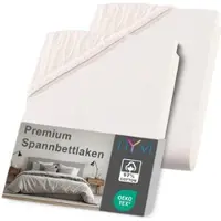NYVI Spannbettlaken DreamScience Premium - Komfort Spannbetttuch, 190g/m2, Einlaufschutz, Bügelfrei, mit Gummizug Farbe:natur;Größe:180 - 200x220 + 40 cm Boxspringbett (2er Pack)