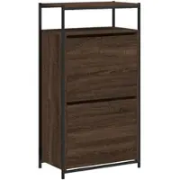 Helloshop26 - Schuhschrank Schuhaufbewahrung Möbel für Eingangsbereich/Flur/Wohnzimmer 60 x 34 x 112 cm braunes Holzwerkstoff 02_0021638