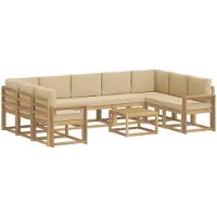 vidaXL Outdoor-Sofagarnitur 10 pcs Weiß und Beige 59 x 59 x 37 cm