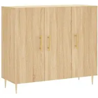 Helloshop26 - Buffet Sideboard Kommode Kleiderschrank Aufbewahrungsmöbel Organizer Küche Wohnzimmer Sonoma-Eiche 90 x 34 x 80 cm 02_0031736