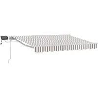 vidaXL Manueller Markisenrahmen mit LEDs Hellgrau und Weiß 3,5 x 2 m