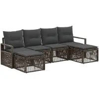 vidaXL Gartensofa-set 6 pcs Grau Poly-Rattan