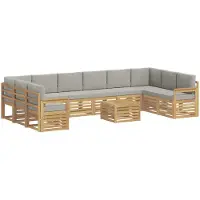 vidaXL Outdoor-Sofagarnitur 8 pcs Weiß und Hellgrau 59 x 59 x 37 cm