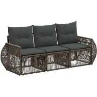 vidaXL Gartensofa-set 3 pcs Grau und Dunkelgrau Poly-Rattan