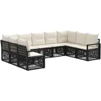 vidaXL Gartensofa-set 9 Stk. Schwarz Poly-Rattan