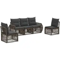 vidaXL Gartensofa-set 5 pcs Grau und Dunkelgrau Poly-Rattan