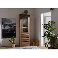 MASSIVMOEBEL24.DE Vitrine Wild-/Zerreiche 62x42x190 Tabacco brown geölt MONTREUX #321