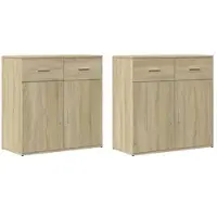 Helloshop26 - Buffet Sideboard Kommode Kleiderschrank Aufbewahrungsmöbel Organizer Küche Wohnzimmer Lounge 2er-Set Sonoma 79 x 38 x 02_0036825