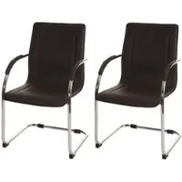Proregal 2er-Set Konferenzstuhl Sammy | HxBxT 93x56x56cm | Sitzhöhe 47cm | Besucherstuhl Freischwinger | Braun