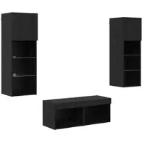 Helloshop26 - 4er-Set moderne wandmontierte TV-Möbel mit Stauraum 40 x 30 x 30 cm elegante schwarze Holzwerkstoff-Oberfläche 02_0056081