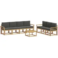 Syfax 7-teilige modulare Outdoor-Sofagarnitur aus Akazienholz, wetterbeständig, modern, 59x59x37 cm