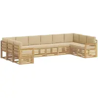 vidaXL Outdoor-Sofagarnitur 7 pcs Weiß und Beige 363 x 187,5 x 73 cm
