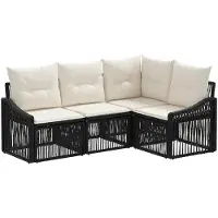 vidaXL Gartensofa-set 4 pcs Schwarz Poly-Rattan