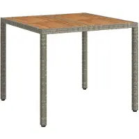 vidaXL Gartentisch Grau 90 x 90 x 75 cm Poly-Rattan