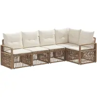 vidaXL Gartensofa-set 5 pcs Beige Poly-Rattan