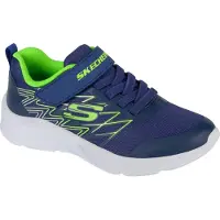 SKECHERS Sneaker "MICROSPEC", Jungen, Gr. 33, Textil, bunt (navy, limette), Synthetik, Textil, Schuhe Sneaker, mit Kontrastbesatz, Freizeitschuh, Halbschuh, Schnürschuh