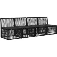 vidaXL 4-Sitzer-Sofa 4 stk. 4-Sitzanzahl Schwarz Poly-Rattan