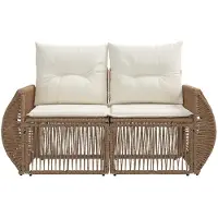 vidaXL Garten-Sofa 2-Sitzanzahl Beige Poly-Rattan