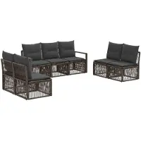 vidaXL Gartensofa-set 7 Stk. Grau Poly-Rattan