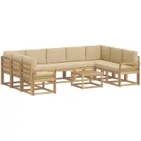 vidaXL Outdoor-Sofagarnitur 10 pcs Weiß und Beige 59 x 59 x 37 cm