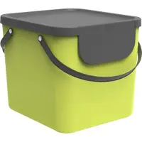Rotho Mülltrennsystem 40L Albula - Mülleimer 40,0 x 35,8 x 34,0 cm - Abfalleimer Kunststoff mit Griffen - Müllbehälter mit Deckel und Aufklebern