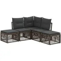vidaXL Gartensofa-set 5 pcs Grau Poly-Rattan