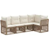 vidaXL Gartensofa-set 5 pcs Beige Poly-Rattan