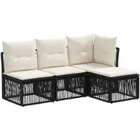 vidaXL Gartensofa-set 4 Stk. Schwarz Poly-Rattan