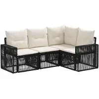 vidaXL Gartensofa-set 4 pcs Schwarz und Cremeweiß Poly-Rattan