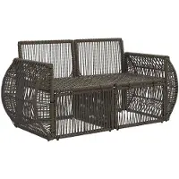 vidaXL Garten-Sofa 2-Sitzanzahl Grau Poly-Rattan