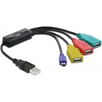DeLOCK 61724, 480 Mbit/s, Schwarz, Windows 98SE/ME/2000/XP/Vista/7 Mac OS 9.2 +, 3x USB 2.0 A FM, 1x USB 2.0 mini-B M