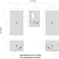 BETTWARENSHOP Wohnmobil Spannbettlaken Set 5-teilig nach Maß Ultra-Stretch Jersey | kiesel - grau