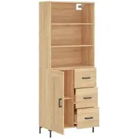 Helloshop26 - Buffet Sideboard Kommode Kleiderschrank Aufbewahrungsmöbel Organizer Küche Wohnzimmer Lounge hohe Sonoma-Eiche 69,5 x 02_0034127
