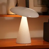 Beacon Lighting LED-Akku-Tischleuchte Kinoko, weiß, 27 cm, CCT dimmbar, weiß / opal, für Wohn- / Esszimmer, Kunststoff, Modern