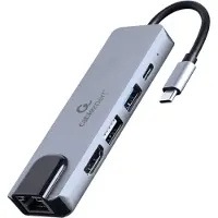 Gembird USB Type-C 5-in-1 Multiport-Adapter mit LAN-Anschluss