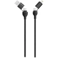 2GO USB / Type C Ladekabel 4 in 1 USB A, Lighn. 1,2m sw