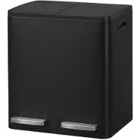 Songmics Abfalleimer 2 Fächer, Mülleimer 2 x 15 L, Tretmülleimer Softclose-Deckel, Küche, herausnehmbare Inneneimer