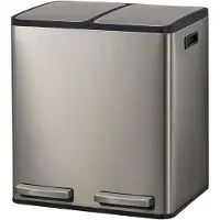 Songmics Abfalleimer 2 Fächer, Mülleimer 2 x 15 L, Tretmülleimer Softclose-Deckel, Küche, herausnehmbare Inneneimer,