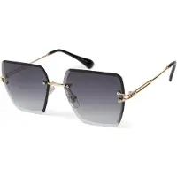 StyleBREAKER Damen Sonnenbrille ohne Rahmen mit eckigen Polycarbonat Gläsern und Diamantschliff | UV400 Verlaufstönung | Metallbügel verstellbare Nasenpads