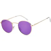 StyleBREAKER Uni Panto Sonnenbrille mit runden Gläsern | Metallrahmen mit Federscharnier & UV400 Schutz | verspiegelte oder getönte Flachgläser
