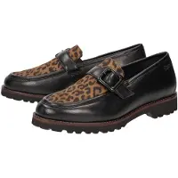 Sioux Meredith Damenslipper, Leder, Schwarz, Wechselfußbett, Extraweite, Hallux - Damenschuhe Bequeme Ballerina / Slipper, Schwarz, leder (true-glove/leo), absatzhöhe: 15 mm