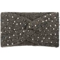 StyleBREAKER Stirnband "Strick Stirnband Perlen Metallic Faden und Knoten Detail" 1 Stk.